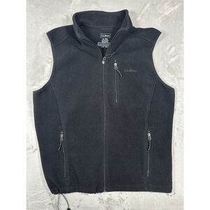 L.L.‎ Bean Black Fleece Full Zip Up Vest Mens Size XL